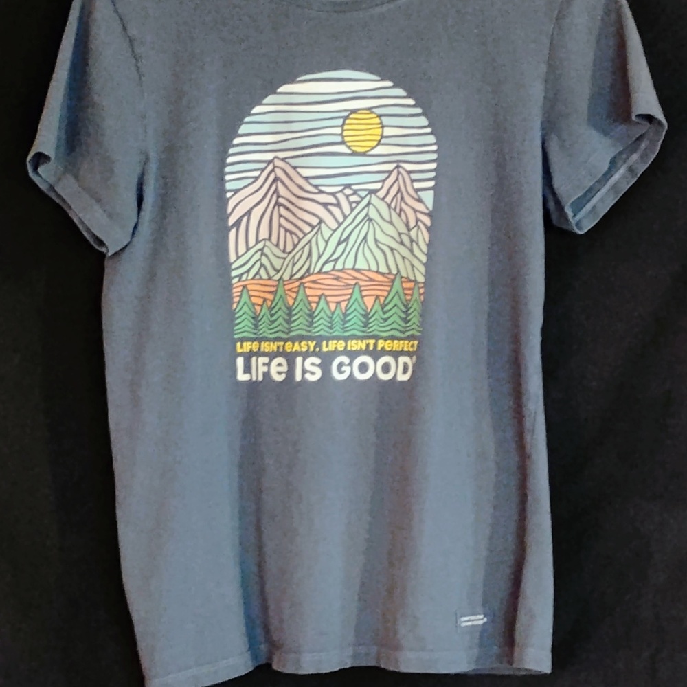 Life is Good Women's Large Blue Print Crusher T-Shirt
